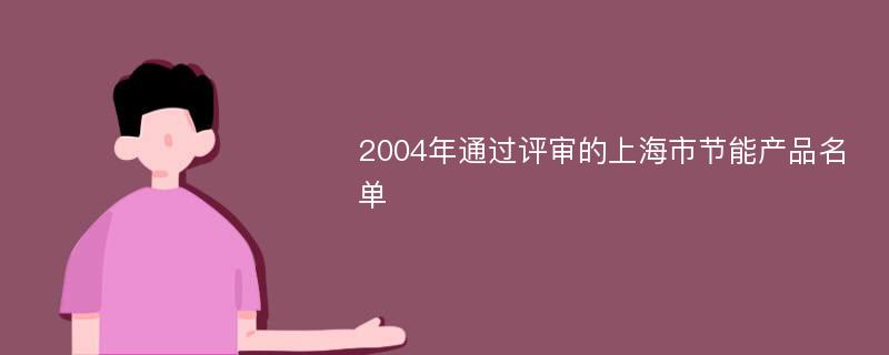 2004年通过评审的上海市节能产品名单